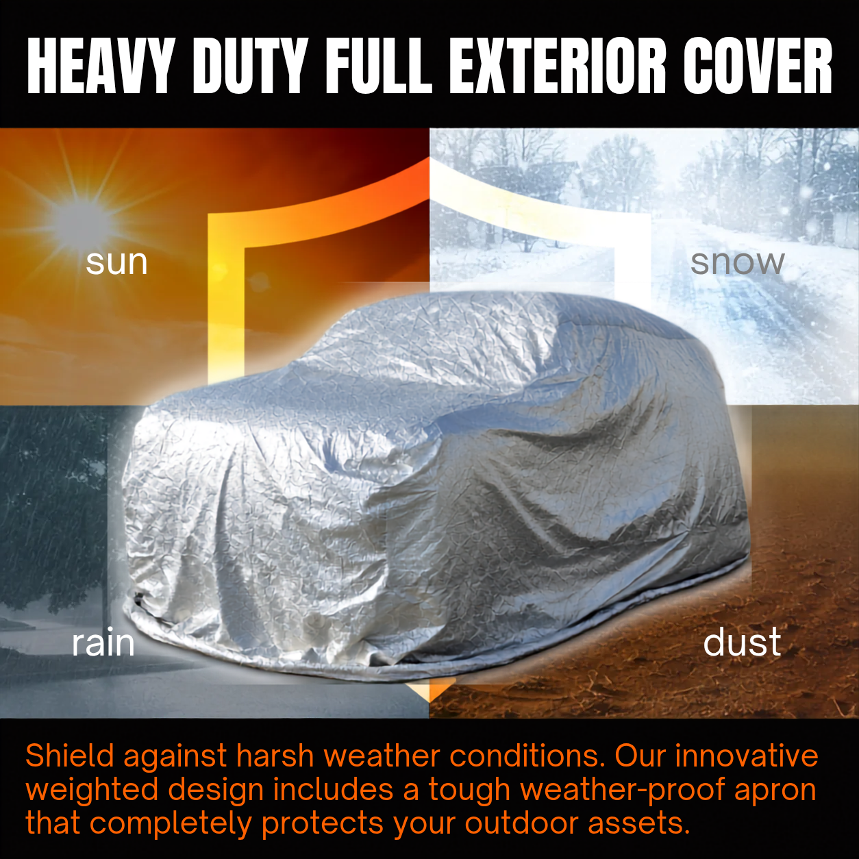Gorillaseal Heavy-Duty Weighted Car Cover - Superior Rodent Protection - SUV Large