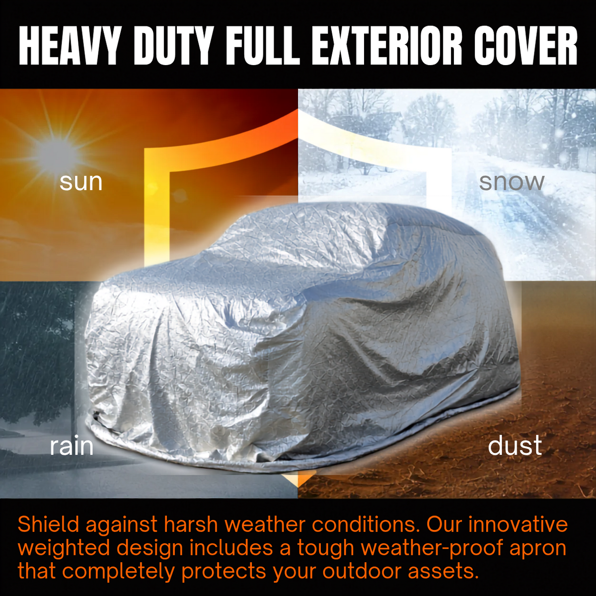 Gorillaseal Heavy-Duty Weighted Car Cover - Superior Rodent Protection - SUV